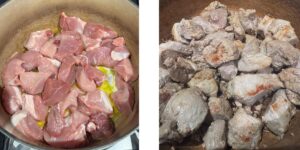 Paprika pork frying in pan