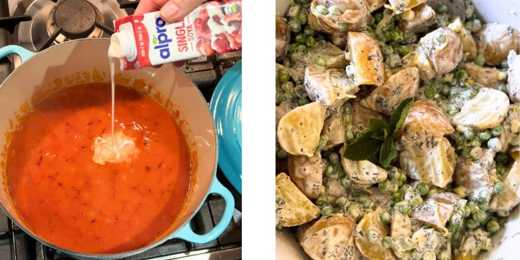Cream dishes made with plant-based cream